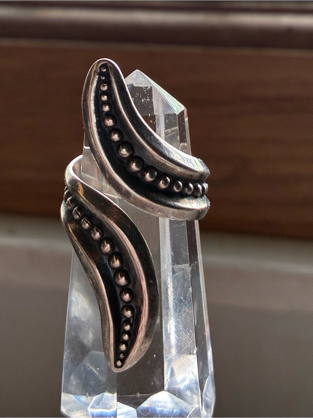 Vintage Sterling Silver Signed RJP Eagle 3 Mexico Bypass Ring Size 7